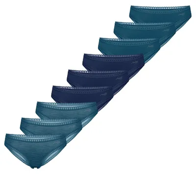 Produktbild von sloggi 9er Pack GO Crush Mini Slip Komfortabel und atmungsaktiv, Zierborte an den Säumen, Im praktischen Mehrfachpack blau M