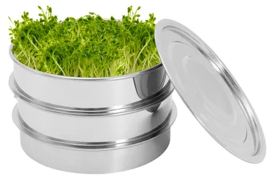 Produktbild von Kresse Anzuchtschalen für Sprossen, Pflanzschale, Anzuchtschale, Anzuchtplatte, Sprossenglas, Microgreens, Brokkolibohnen, Netz, D x H: 22 x 12,7 cm