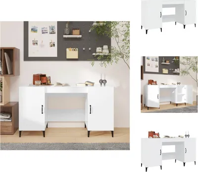 Immagine prodotto di vidaXL Scrivania bianca lucida 140x50x75 cm in legno - Scrivanie