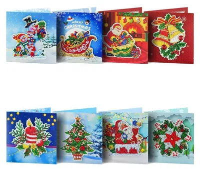 Image de 5D Kit de cartes de vœux de Noël à assembler avec des strass, ensemble de 8 cartes