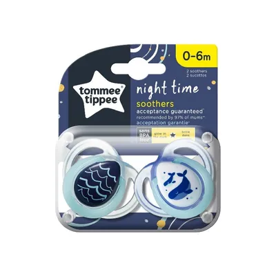 Produktbild von Tommee Tippee Night Time, Baby-Schnuller für die Nacht, Kieferorthopädisch, Silikon