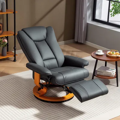 Image de Fauteuil relax avec fonction d'inclinaison et rotation à 360°, fauteuil TV inclinable en similicuir, gris foncé | Inclinable à 135° | 78 x 88 x 103 cm | jusqu'à 150 kg