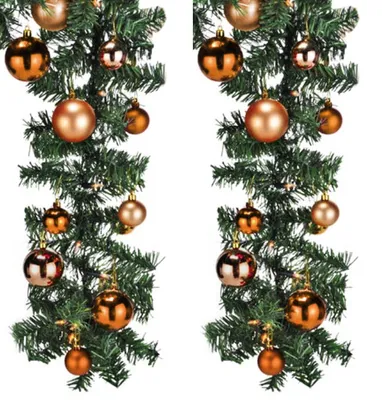 Produktbild von XL LED Tannengirlande 540cm mit 70 LED inkl. 30 Stück Baumkugeln Orange