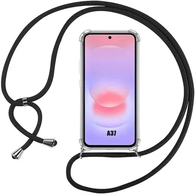 Image de Coque pour Samsung Galaxy A37 5G, Protection Renforcée Transparente Anti-Rayure avec Cordon Noir