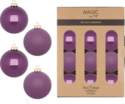 Produktbild von Weihnachtskugeln Glas 8cm 12 Stück - Wild Mauve