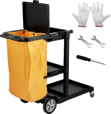 Obrázek produktu pro Úklidový vozík – 3 přihrádky – PVC taška – hotelový vozík