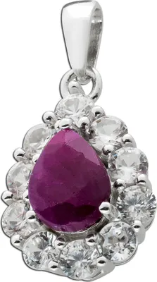 Produktbild von Rubin Anhänger Silber 925 pinker Edelstein weiße Zirkonia