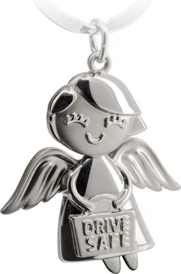 Produktbild von FABACH Schutzengel Schlüsselanhänger Emmy mit Gravur Drive Safe - Süßer Engel Anhänger aus Metall - Geschenk Glücksbringer Auto Führerschein - Fahr vorsichtig Schlüsselanhänger
