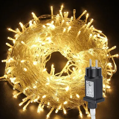 Produktbild von Ikodm LED Lichterkette 100M 400LEDs mit 8 Modi für Innen Weihnachten Party Garten Bedienung Funkelnder Sterneffekt Deko Transparent Kabel Warmweiß
