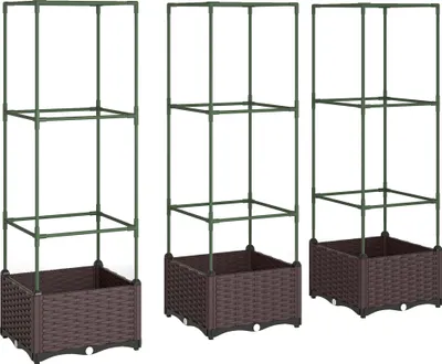 Produktbild von Hochbeet mit Rankgitter 3er Set Pflanzkasten Blumenkasten mit Abflusslöchern