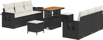 Immagine prodotto di Set divano da giardino vidaXL in polyrattan nero