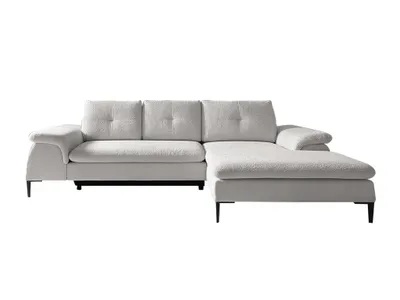 Produktbild von Ecksofa mit Schlaffunktion - Ecke rechts - Bouclé-Stoff - Weiß - JOLESA