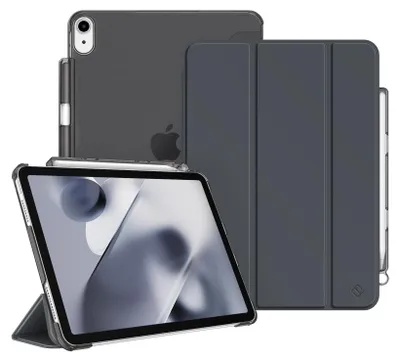 Produktbild von Fintie Hülle für iPad Air 11 Zoll (M4/M3/M2, 2026/2025/2024), iPad Air 5 2022/4 Generation 2020 10.9 Zoll mit Stifthalter, ultradünne leichte Schutzhülle Case mit transparenter Rückseite, Himmelgrau