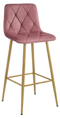 Image de Tabouret de bar Nado en velours rose antique avec pieds effet chêne