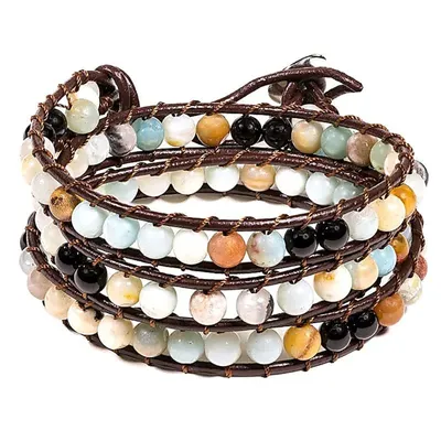 Produktbild von Armband Amazonit/schwarzer Achat – 0,6 cm