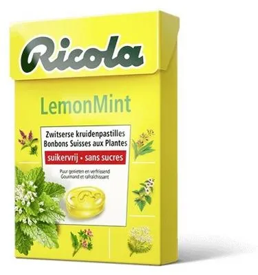 Productafbeelding van Ricola Citroen Munt Suikervrij Doosje (50 gr)
