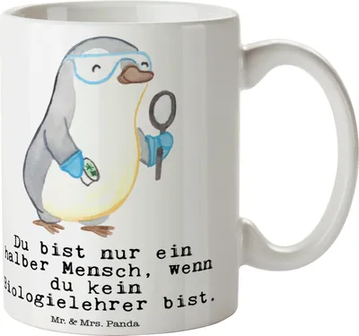 Produktbild von Mr. & Mrs. Panda Tasse Biologielehrer Herz - Weiß - Geschenk, Lustig, Biologie, Pott, Grundschule, Teetasse, Trinkbecher, Witzig, Kaffeetasse, kaffeebecher bedruckt
