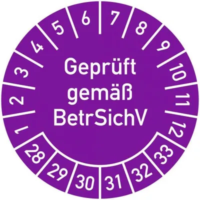 Produktbild von Dreifke® Prüfplakette  gemäß BetrSichV, 2028-2033, Folie, Ø 25 mm, 10 ...