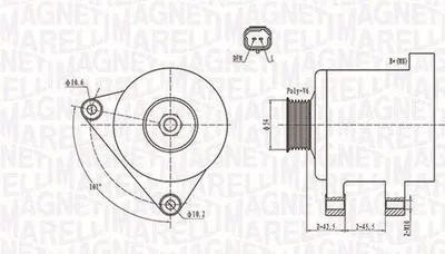 Produktbild von MAGNETI MARELLI 063731674010 Lichtmaschine Generator LiMa 150A 12V passend für PEUGEOT 206 Schrägheck (2A/C) 107 Schrägheck (PM, PN) für TOYOTA AYGO