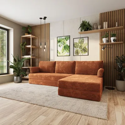 Produktbild von Masseno Ecksofa ANKO mit Metallgestell, Modulares Schlafsofa aus Schaumstoff, Klappbares Bodensofa, Schlaffunktion - Braun, TILIA 52