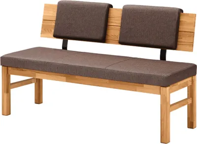 Produktbild von Sitzbank mit Lehne Danny 150x55x84 Küchenbank massiv Wildeiche geölt/Braun 12169-150