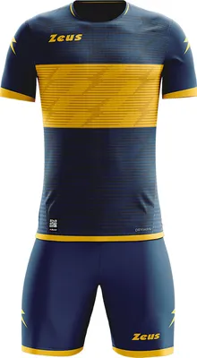 Produktbild von L/XL|Zeus Icon Teamwear Set Trikot mit Shorts navy gelb