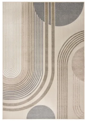 Zdjęcie produktu dla Mazovia Dywan Nowoczesny, Geometryczny - Fano Sole - brązowy, kremowy i szary, 80x150 cm, wodoodporny, do tarasu
