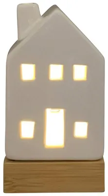 Produktbild von Dekoobjekt LED Lichthaus, aus Porzellan Weiß, in 17,2 cm