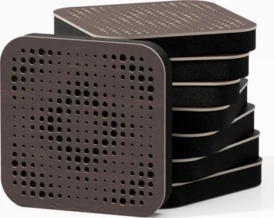 Immagine prodotto di confezione da 8 - Mini pannello acustico fonoassorbente diffuso | 23 x 23 cm | Pannelli perforati colorati: (Wenge, ELYSIUM)