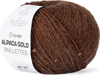 Produktbild von YarnArt Alpaca Gold Paillettes 9315 - Weiche Wolle mit Alpaka & Pailletten, Braun-Beige, 50g