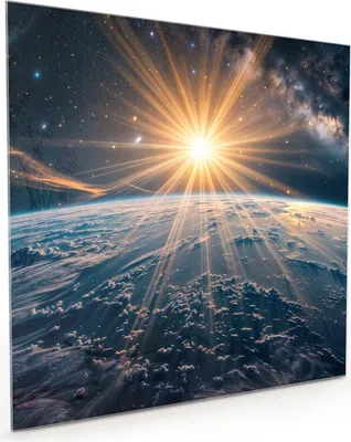 Produktbild von Küchenrückwand Spritzschutz Glas mit Motiv Sonnenaufgang Erde 40 x 40 cm