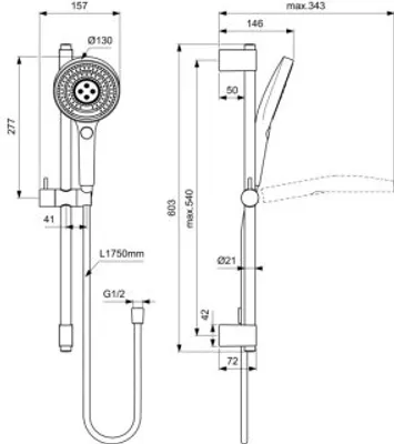 Produktbild von IDEAL STANDARD A7897GN Brausekombination Idealrain Solos