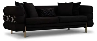 Zdjęcie produktu dla Nowoczesna 4-osobowa sofa w kolorze czarnym i złotym