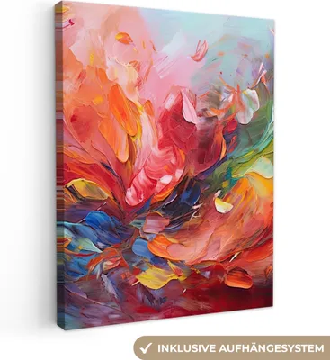 Produktbild von Leinwand Bilder 60x80 cm - Abstrakt Bunt, moderne Wanddeko für Wohnzimmer