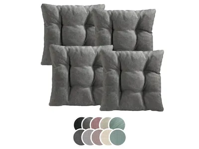 Produktbild von Stuhlkissen 4er Set | Sitzkissen hellgrau 38 x 38 x 6 cm | Für Garten, Küche & Esszimmer | XDREAM