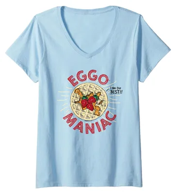 Productafbeelding van Damen T-shirt met V-hals, met het Kellogg's Eggo Maniac ontbijtwafelmotief