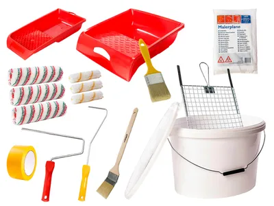 Produktbild von Renovier-Set Profi - professionelles Maler-Set - Profiqualität - Farbroller - Farbwalzen - Pinsel - Farbwannen - Farbeimer…