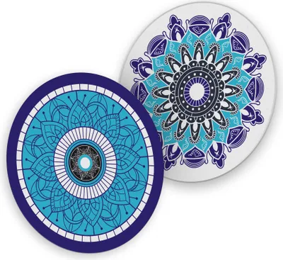 Produktbild von itenga 40x Bierdeckel Mandala Nazar I Blau Türkis Weiß I Untersetzer I 10,7cm
