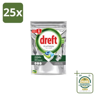 Produktbild von 25 x Dreft Platinum All-in-One Spülmaschinentabs Original - 879 g - Vorratspackung - 25 Stücke