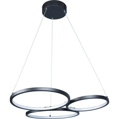 Image de Lampe suspendue moderne noire pour le salon avec trois anneaux LED 38W FORMAND Rabalux
