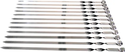 Produktbild von 2x 5380  2 WELLIG Edelstahl Schaschlikspiesse 60cm / 2mm Stärke / 1,5cm Breite / EXTRA STARK 24 Stück