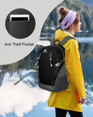Großer 30L Wanderrucksack mit Diebstahlschutzfach - wasserdichter Sportrucksack für Camping und Reisen