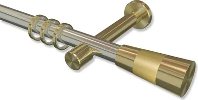 Produktbild von Interdeco Gardinenstange, Vorhangstange Edelstahl-Optik / Messing-Optik Modell Prestige Tanara, 20 mm Ø 1-läufig, 240 cm