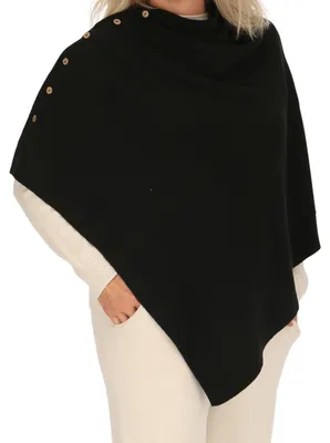 Produktbild von irisaa Damen Feinstrick Poncho, Strick Cape Cardigan für Frauen, Ärmellos und Rundhals, Italy