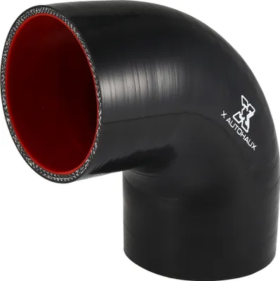 Produktbild von Auto Silikonschlauch Kupplungsrohr 90 Grad Schwarz Rot 76mm 2.99" Innendurchm.