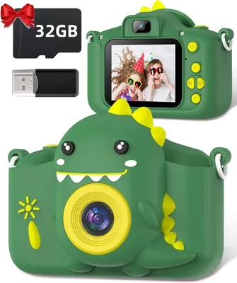 Produktbild von 1080P 2,0-Zoll-Bildschirm Fotoapparat Kinder mit 32GB-Karte Selfie Digitalkamera Kinder Fotokamera Kinder für 3-12 Jahre Jungen Weihnachten Spielzeug