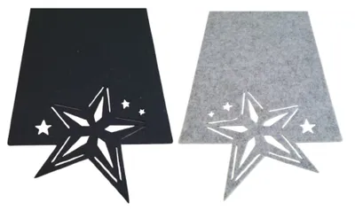 Produktbild von Tischläufer aus Filz Abwaschbar Tischdecke Still Grau hitzebeständig Filztischläufer Tischschutz (Schwarz/Grau_Stern, 30 x 120)