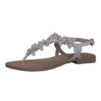 Produktbild von MARCO TOZZI Damen Sandale Zehentrenner T-Riemen Leder Blumen Perlen 2-28148-20, Größe:40 EU, Farbe:Violett