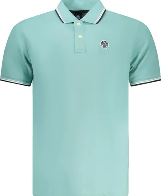 Immagine prodotto di Elegante polo da uomo blu con dettagli a contrasto e applicazione