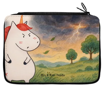 Produktbild von Mr. & Mrs. Panda Mäppchen Einhorn Wut Design - Weiß - Geschenk, Einhörner, Federmappe, Spaß, Bleistiftetui, Schlampermäppchen, Federtasche, Unicorn, Ansage, Arbeit
